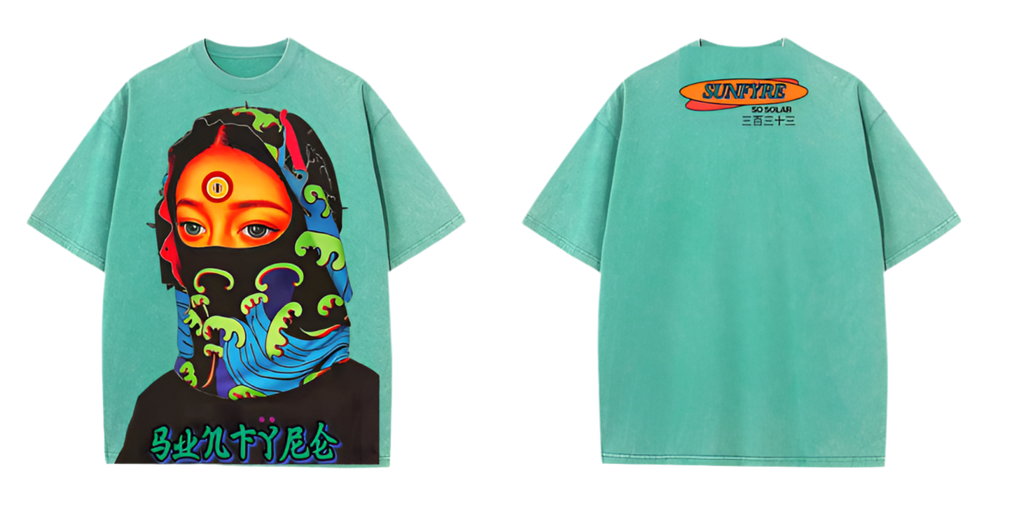 SUNFŸRE “Indigenous” Turquoise Oversized Shirt