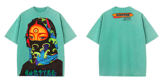 SUNFŸRE “Indigenous”  Turquoise Oversized Shirt